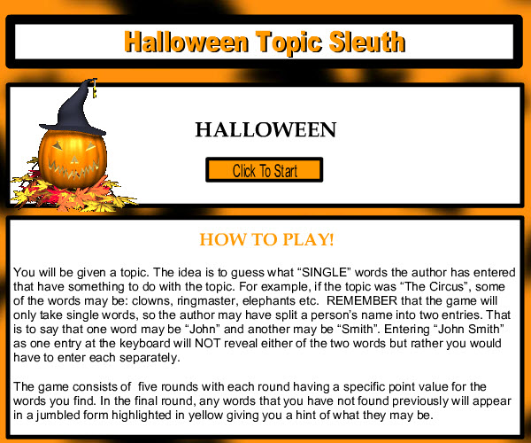 Halloween Topic Sleuth Game